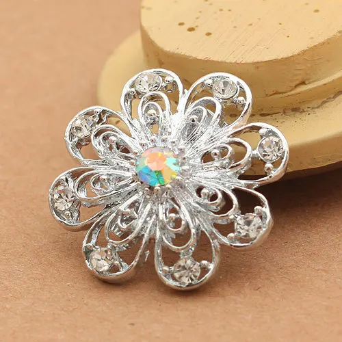 12pcs/lot Cheap Fashion Flower Dress Brooch pins Crystal Rhinestone