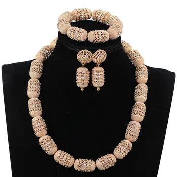 

Graceful Dubai Gold Jewelry Sets Nigerian Wedding African Beads Crystal Bridal Jewellery Set Rhinestone Ethiopian Jewelry WE226
