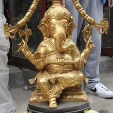 Bi003296 34 Тибет Буддизм Храм Бронзовый Gild Слон Бог богатства Статуя Будды