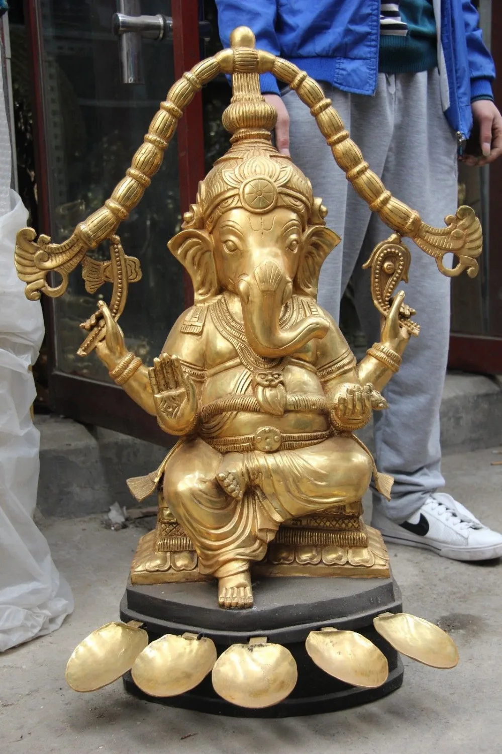 

bi003296 34 Tibet Buddhism Temple Bronze Gild Elephant God of Wealth Buddha Statue