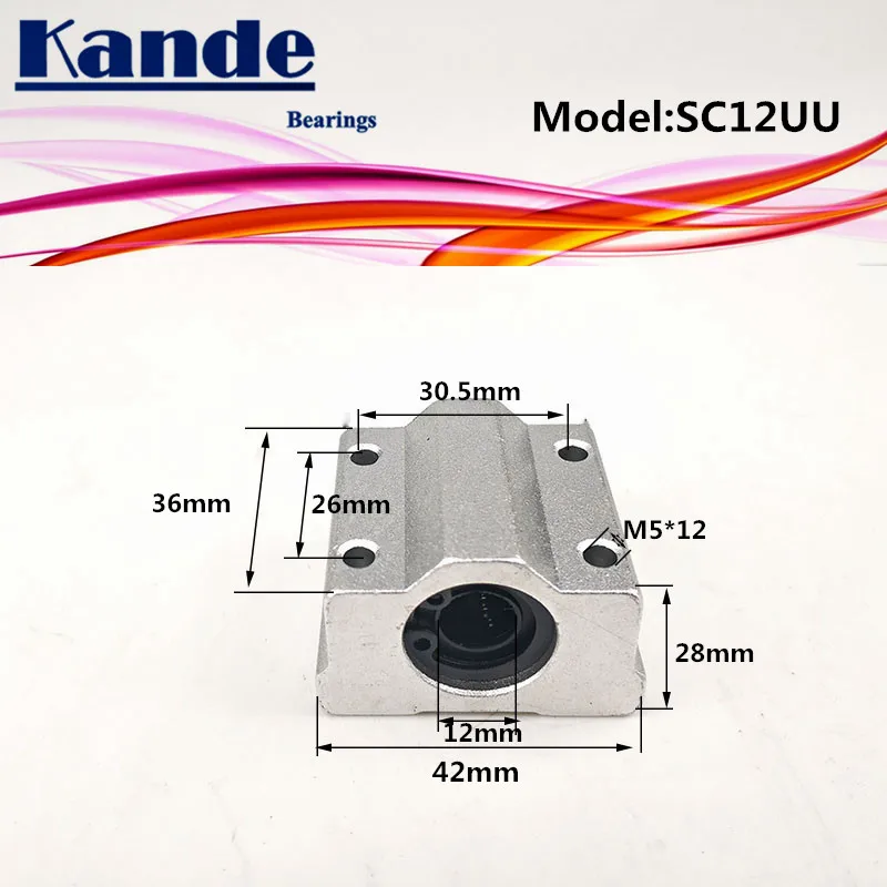 Kande подшипники 2 шт SC12UU SC12 UU линейного движения шариковых подшипников скольжения блок втулка для 12 мм SC12 SC