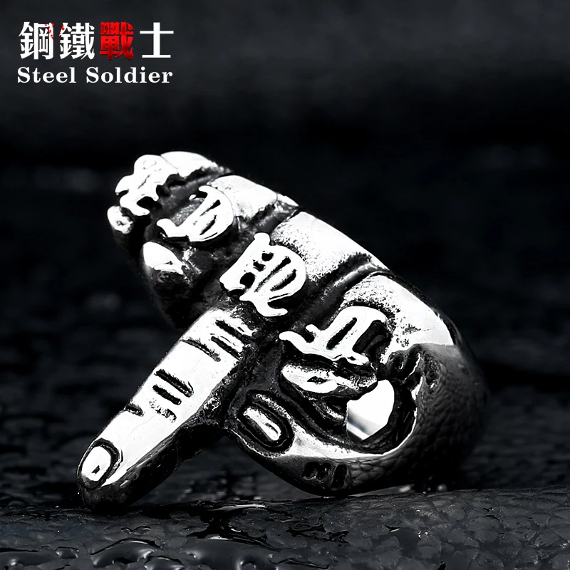 

Steel soldier punk fashion personality ring for men stainless steel gothic popular jewelry