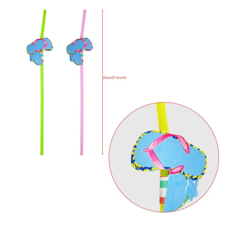 20 шт. гибкие Фламинго пластиковые соломинки Луау вечерние принадлежности праздничный Декор посуда 3D Роза Красный Соты гирлянда Гавайская соломинка
