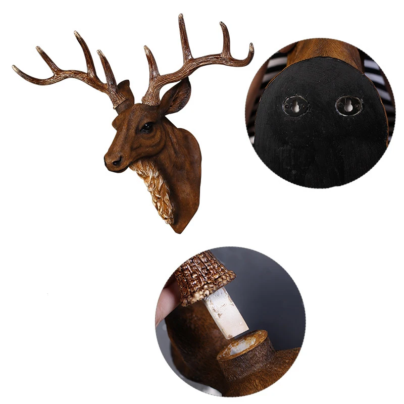 Vintage Resin Reindeer Ornament Figurines Miniatures Animal Statues For Home Hotel Wall Hanging Background Wedding Decoration