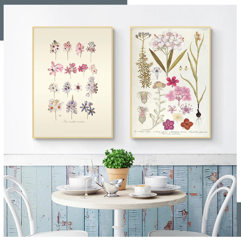 Flower vintage poster wall canvas painting nordic art picture home decoration print (1)