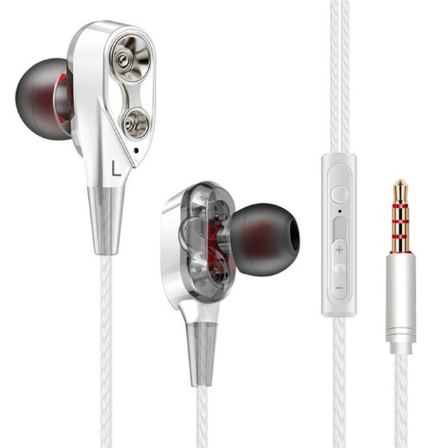V3S Stereo Headset Double Unit Drive In Ear Earphone Bass Subwoofer Headset For Iphone Samsung Xiaomi Huawei Sports Headset