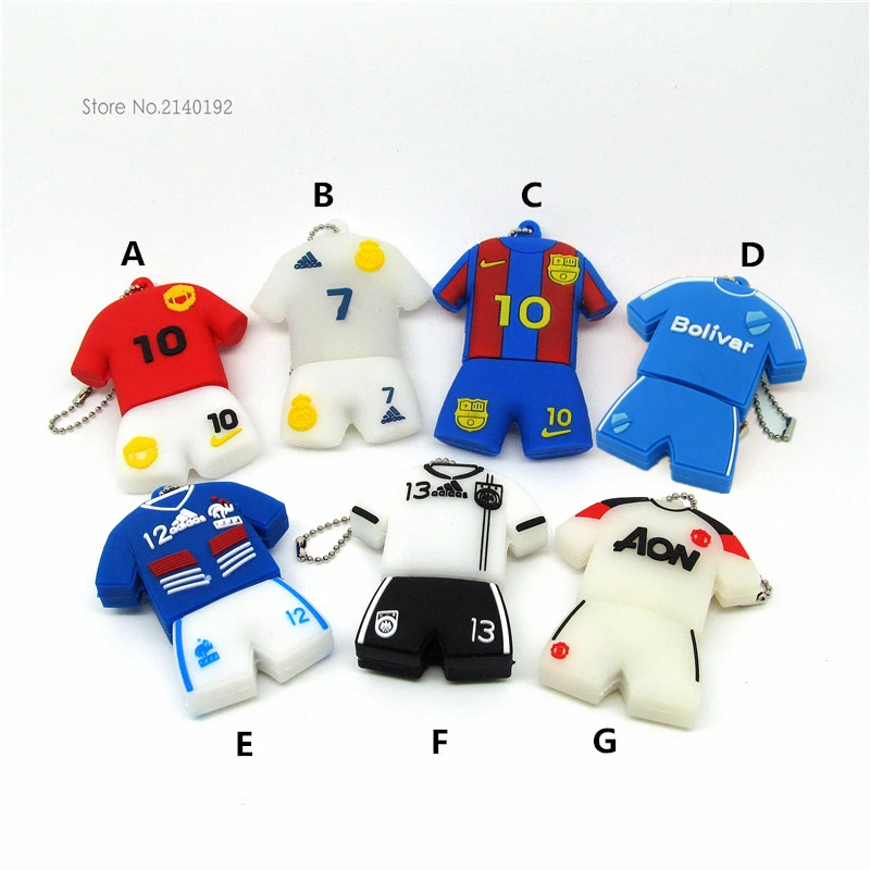 

Cute USB Flash Drive Football clothes/suit/Jersey 4GB/8GB/16GB/32GB Pen Drive Flash Cards PenDrive Soccer Superstars