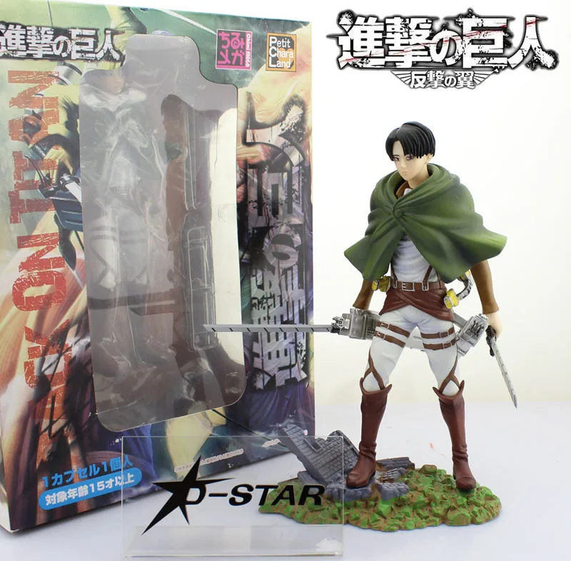 

Free Shipping 9" Attack on Titan Shingeki no Kyojin Scouting Legion Levi 1/8 Boxed 22cm PVC Action Figure Collection Model Toy