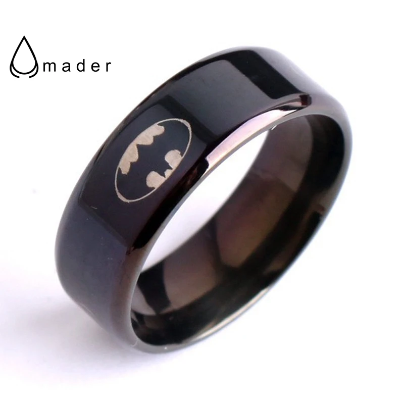 Мужское кольцо из нержавеющей стали с логотипом Бэтмена 8 мм г|ring usa|fashion jewelry