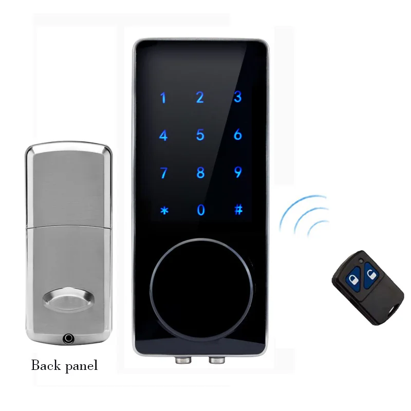Electronic Door Lock Remote Control, Password, Mechanical Key Touch Screen Keypad Digital Code Lock Smart Entry L16076BSRM