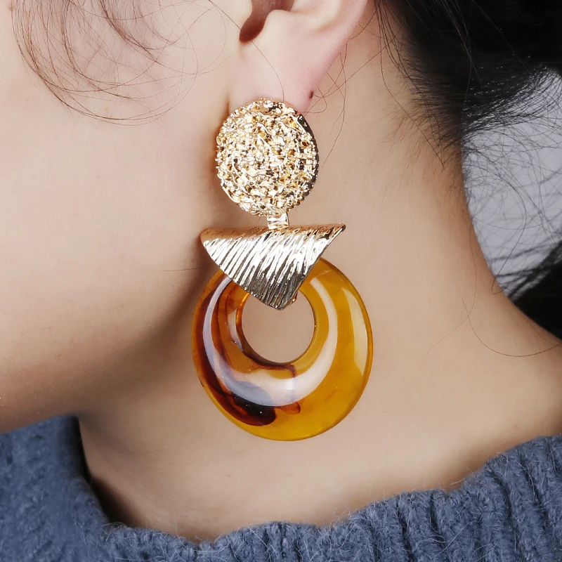 

Flashbuy Big Vintage Acrylic Earrings For Women Vintage Geometric Exaggeration Earings Gift Fashion Jewelry Accessories