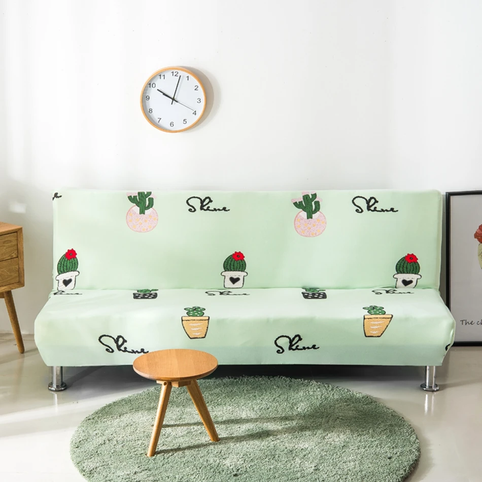 

Fresh Cactus Armless Couch Sofa Covers Green Polyester Elastic Sofa Bed Covers Universal Stretch Furniture Cover Removable Cover