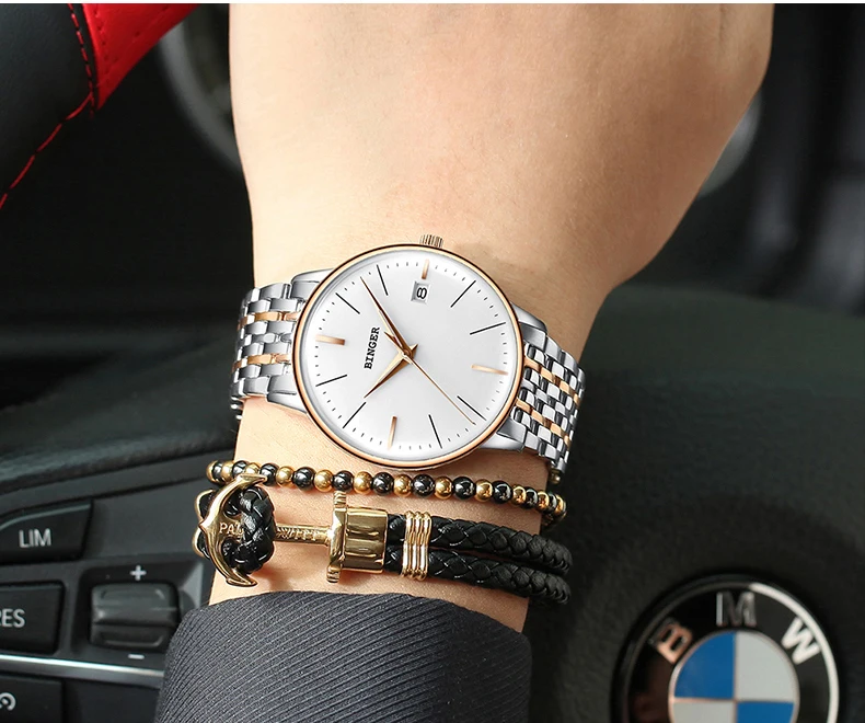 Seiko мужские механические часы с автоматическим перемещением, t BINGER, Топ бренд, роскошные мужские механические часы, relogio masculino, ремешок из нержавеющей стали с серым зеркалом