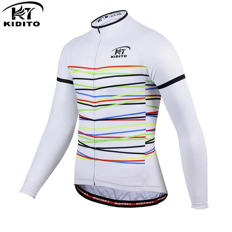 KIDITOKT Pro велосипедная одежда с длинными рукавами Осенняя мужская велосипедная одежда из Джерси для горного велоспорта велосипедная одежда спортивная одежда Ropa Ciclismo - Цвет: White