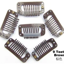 100 шт/партия заколка для волос с 9 прорезывателями металлический силиконовый зажим для волос Плетение 33 мм цвет коричневый