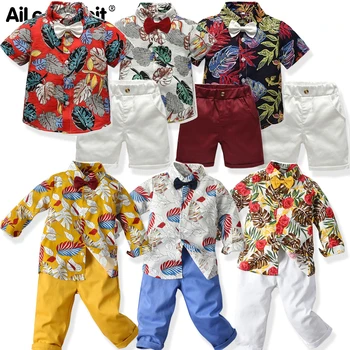 

AiLe Rabbit Summer Kids Cotton Boys Suits T-shirt + Pants 2pcs Suit Short-sleeved Striped Short Children's Cartoon Whale