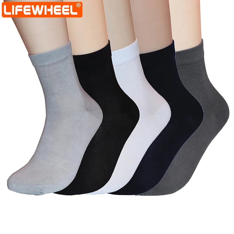 

LifeWheel Men Socks Bamboo Business Casual Long Fashion Athletic Gift Summer Thin Socks 5Pairs/Pack