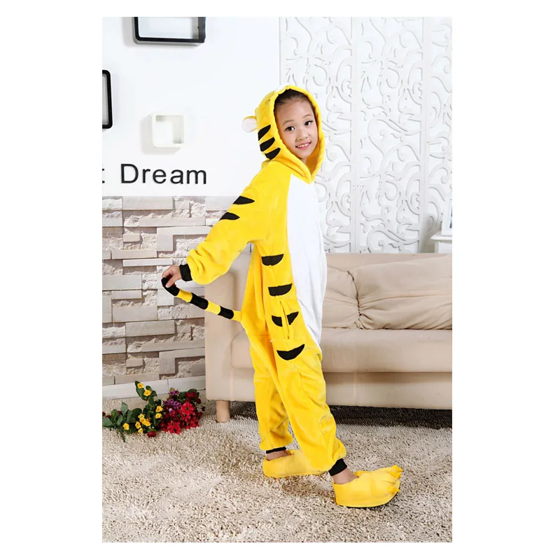 

Tiger Pajamas for Boys Girls Homewear Children Cartoon Onesies Hooded Kigurumi Kids Sleepwear Cosplay Baby Pijamas for 4T-12T
