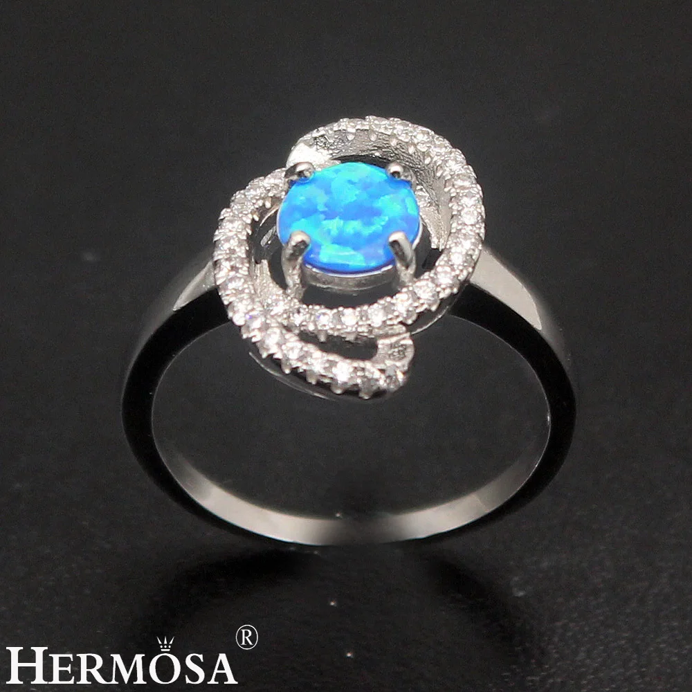 Hermosa Pretty Fire Blue австралийский опал кольцо из стерлингового серебра 925 Размер 8 модные кольца для женщин романтический рождественский подарок