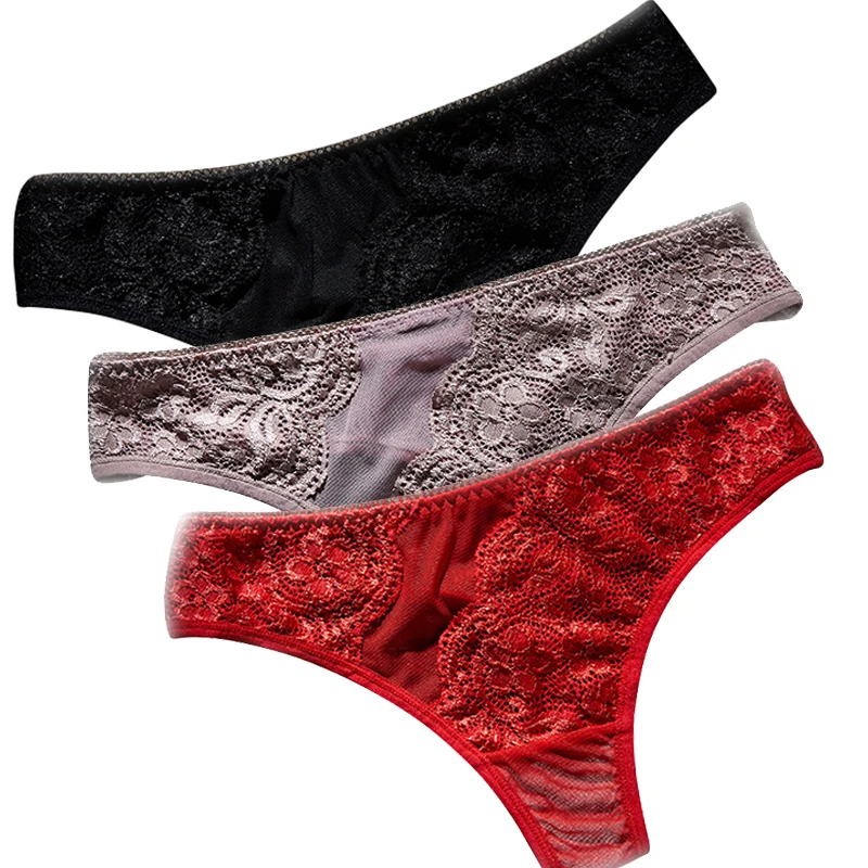 300 PCS / LOT Ulatra thin Sexy T Panty Low Waist Transparent Lace Women