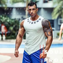 New fashion cotton sleeveless shirts tank top men Fitness shirt mens singlet Bodybuilding workout gym vest fitness men