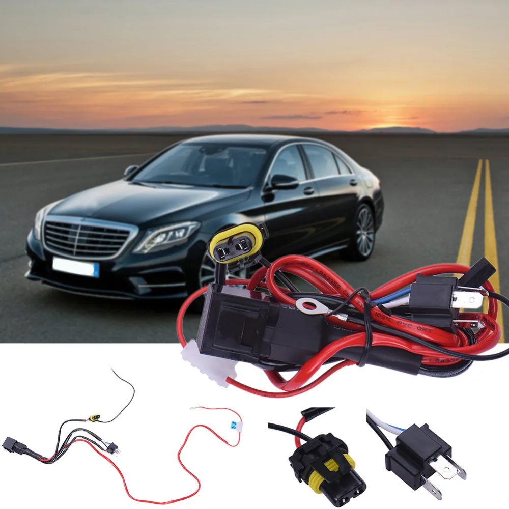 

1pc Universal Car xenon HID Wire Assembly H4 9003 Relay Harness Extension wiring Kit Socket Plug Auto Foglight Driving
