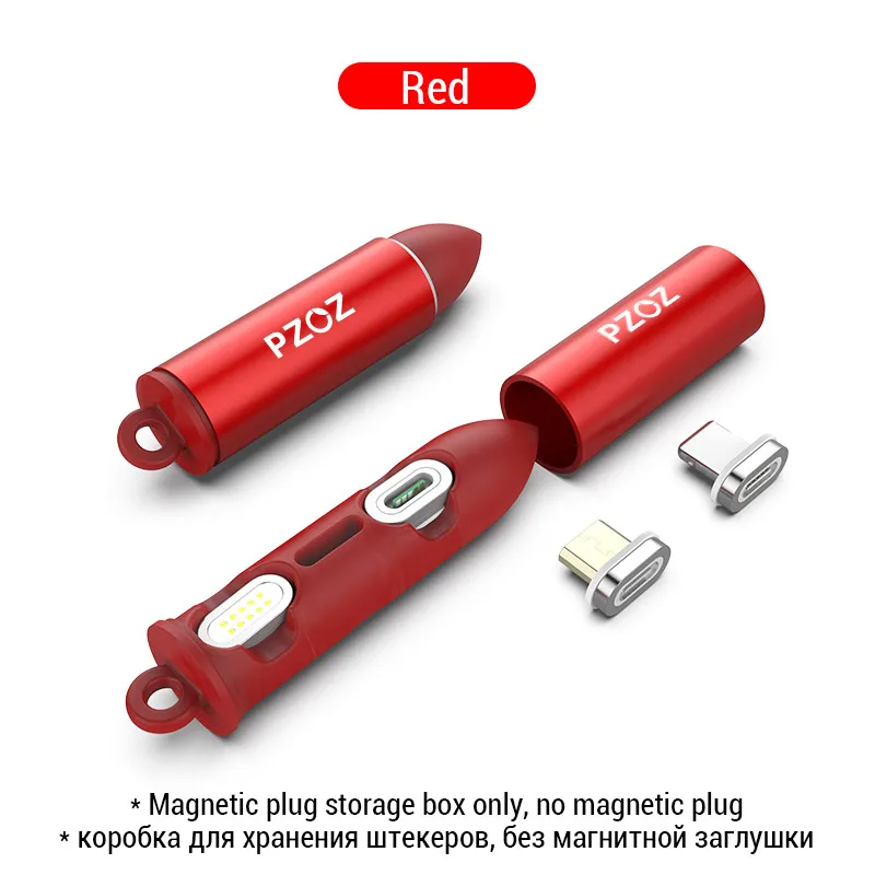Магнитный кабель PZOZ 2M Type C Micro USB C для быстрой зарядки телефона Microusb Type-C, магнитное зарядное устройство usb c, зарядный Шнур для iphone xiaomi - Цвет: Red Box NO Plug