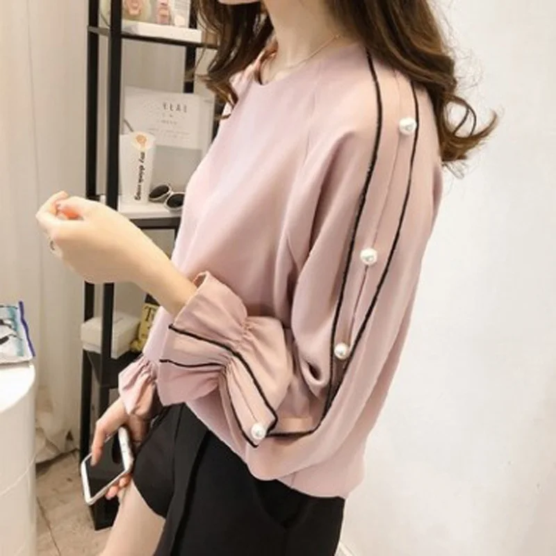 Осенняя женская блузка с длинным рукавом и заклепками|blouses plus|women casual blousescasual blouse |