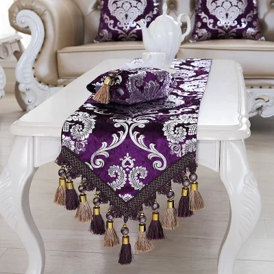  Luxury Europe Runner silver plating Bead tassels Beauty Table Bed Home Room Dec runner Mat mat whol