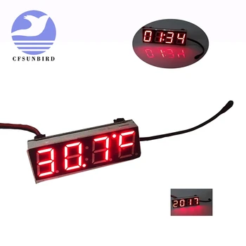 

CFsunbird 10pcs New Red 3 In 1 LED DS3231SN Digital Clock Temperature Voltage Module DIY Time/Thermometer/Voltmeter DC 5-30V
