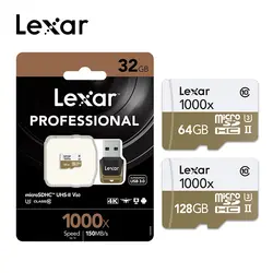 Lexar 1000X150 Мб/с Скорость чтения Micro sd карта 32 Гб 64 Гб Micro sd 128 ГБ 256 Гб карта памяти для смартфона камеры Gopro free reader