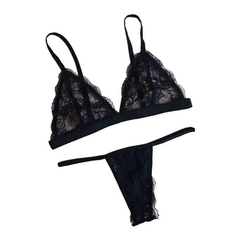 

Sexy Lace Bra Lingerie Set Women Underwear Seamless Bras G-string Panties Intimates Women Transparent Bra and Panty Set