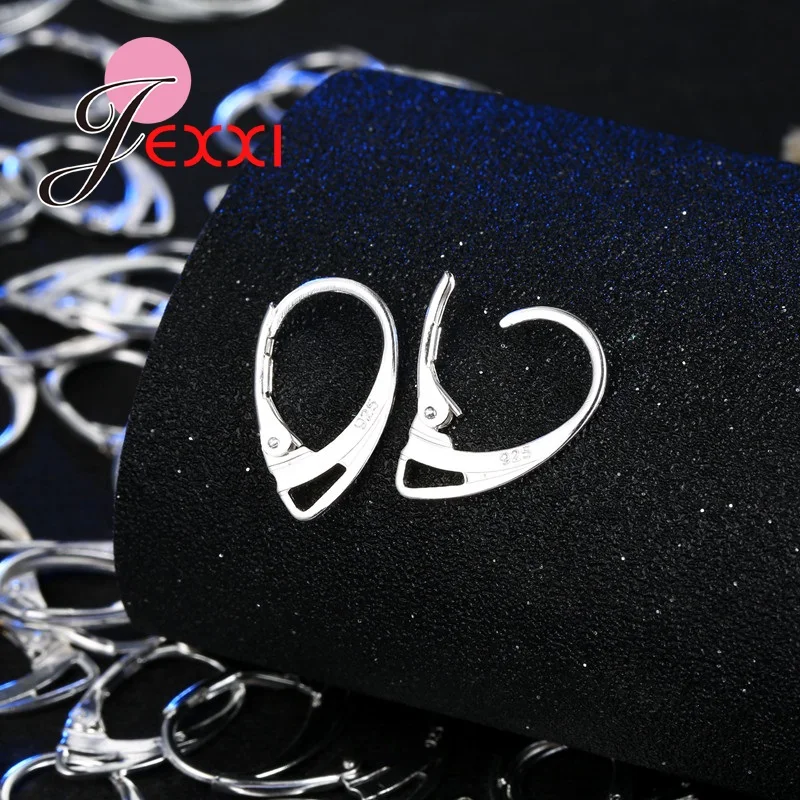 2x STERLING SILVER OVAL HOOP EAR WIRE DANGLE LEVERBACK EARRINGS 24mm #1144