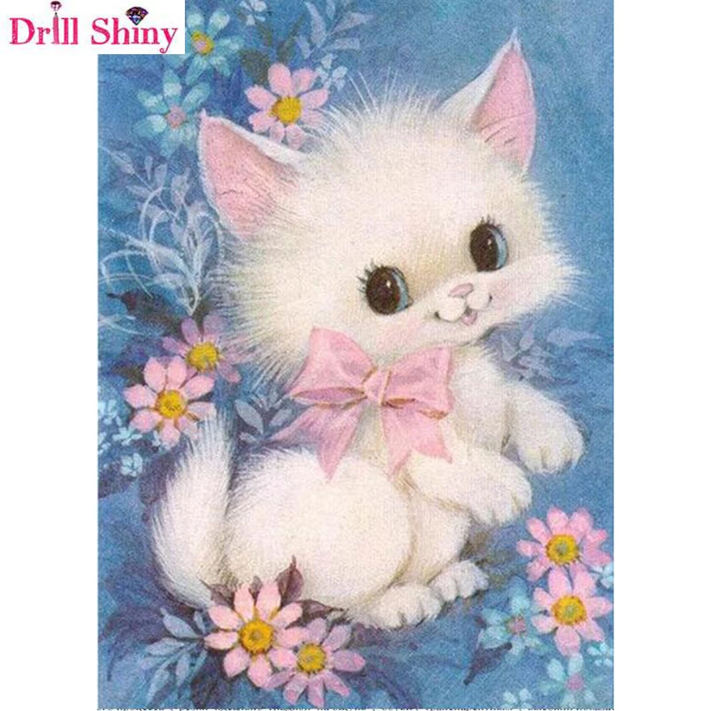 5D DIY Full Square/Round Diamond Painting Cross Stitch &quotkitten 1&quot 3D Embroidery Rhinestone Mosaic Home Decor Gift R301 | Дом и сад