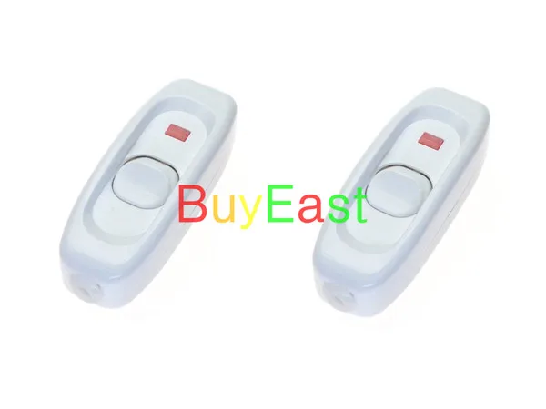 

2 X Inline ON/OFF Table Lamp Desk Light Cord Switch LED Indicator 110~250V 10A WT