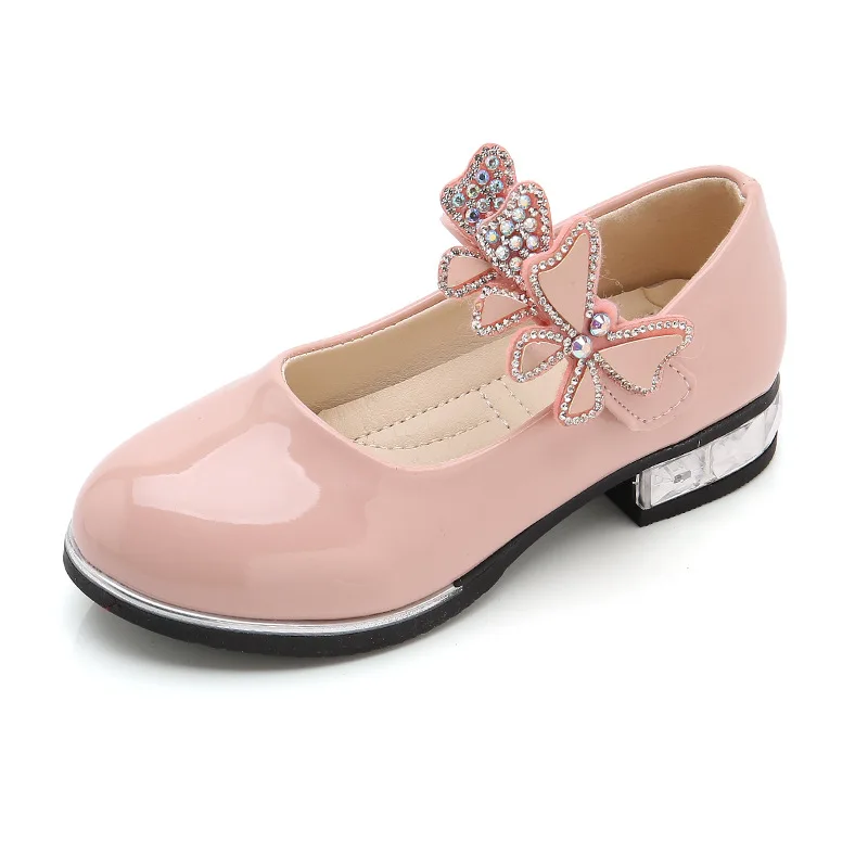 Детские сандалии для принцесс; детская Свадебная обувь для девочек; модельные туфли на высоком каблуке; повседневная обувь для девочек из золотистой кожи с бантом - Цвет: 6