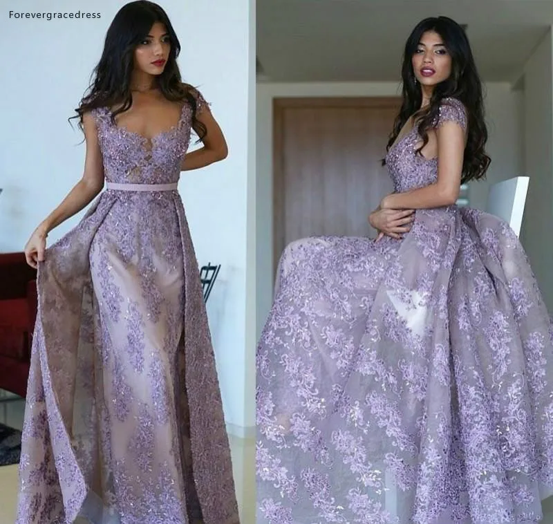 Elie Saab Mermaid Evening Dresses 2019 Lavender Lace Appliqued Beaded Prom Dress Custom Made Sheath Formal Special Occasion Dress  175