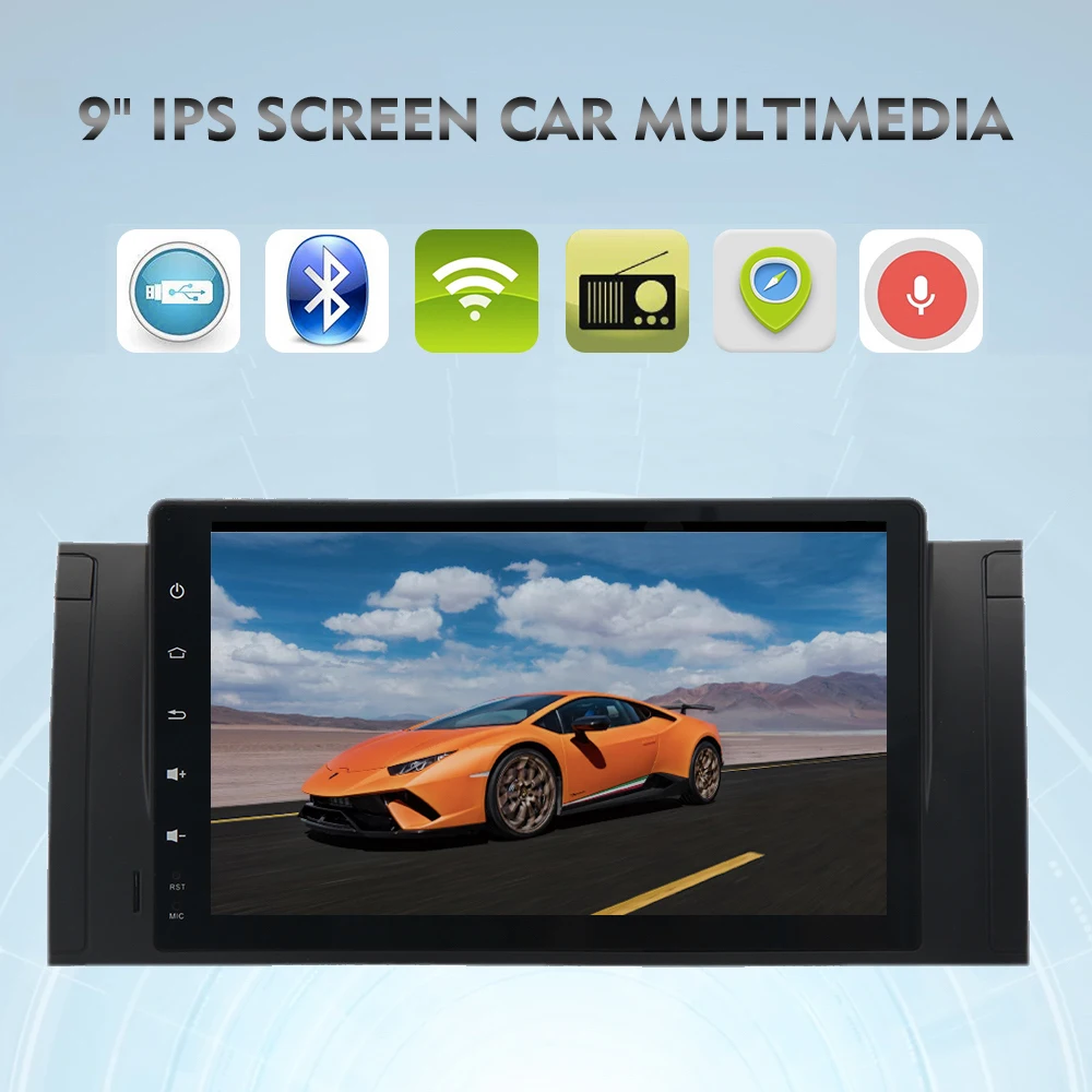 Top 1 din Car Radio GPS Android 8.0 for BMW E39 E53 X5 Navigation with 9" IPS Touch Screen Head unit Multimedia Built-in Wifi RDS 1