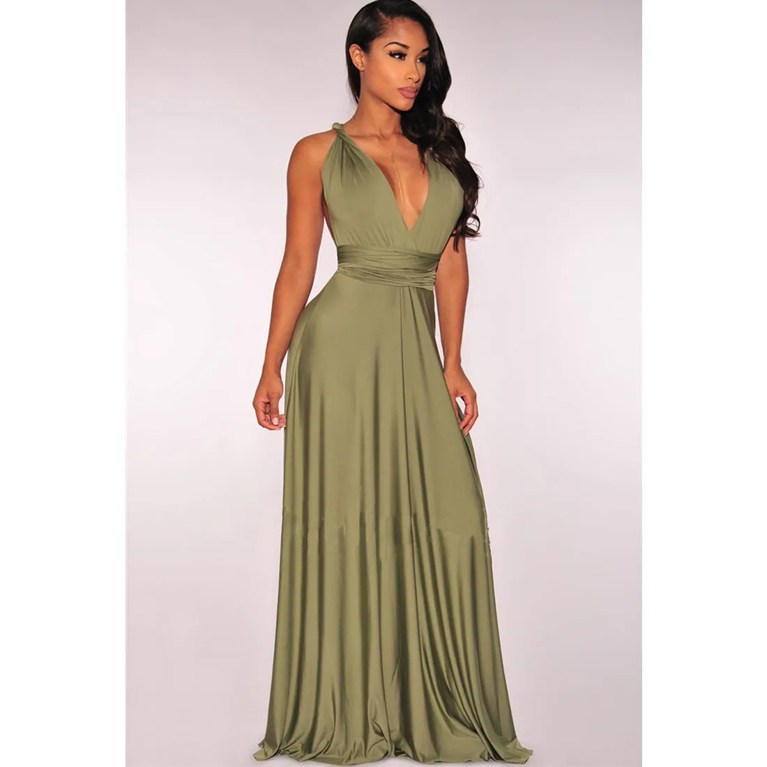 Sexy dress Multiway Wrap Convertible Boho Maxi Club Red Dress Bandage Long Dress Party Bridesmaids Infinity Robe Longue Femme - Цвет: ArmyGreen