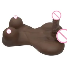 Full Silicone & TPR Black Lady Boy Sex Doll with Big Breast &18 cm Penis, Male Adult Dolls
