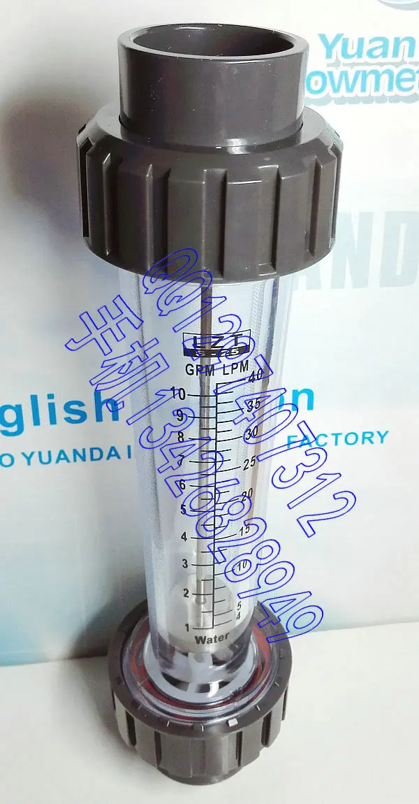 Plastic pipe water flowmeter LZS 25D liquid flowmeter 1 10GPM 4 40LPM