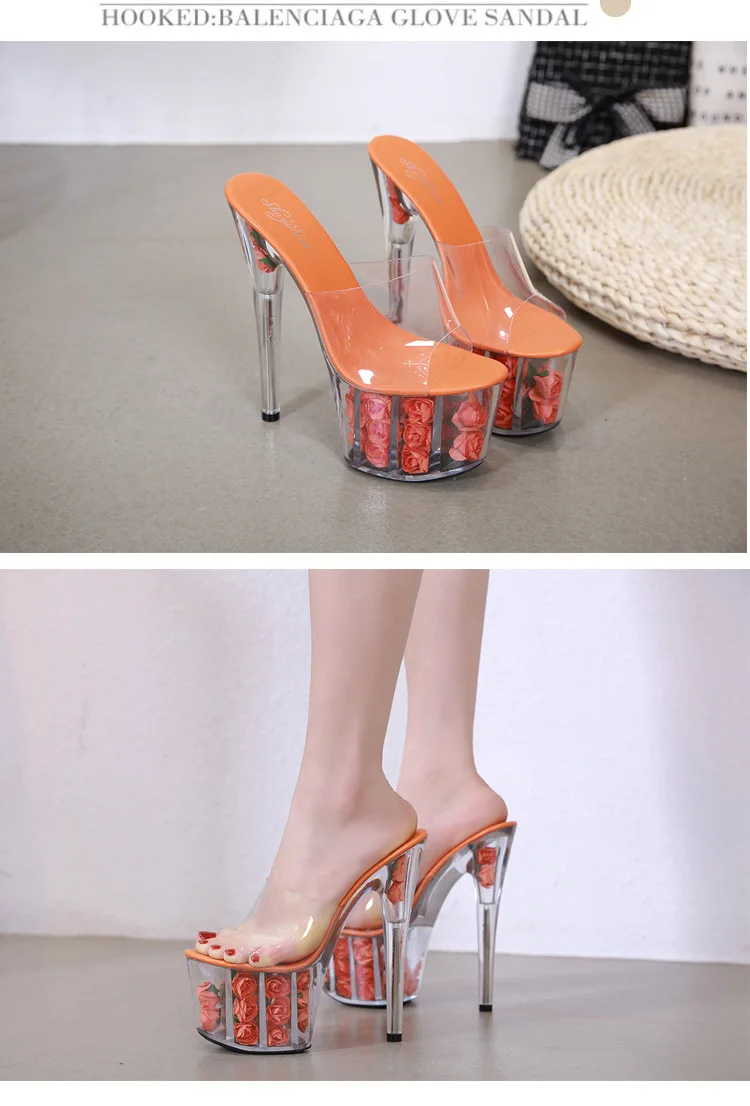 COWCOM/женские туфли на высоком каблуке 17 см и платформе 7 см; водонепроницаемые Прозрачные Свадебные Сандалии со стразами; LFD-181-1