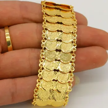 

Gold Coin Bracelets For Women Men Gold Color Musilm Bangle Women Islam Arab/Middle East/African/Ethiopian Jewelry