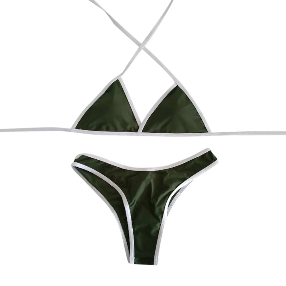 Белый цвет линия женский купальник бикини простой дизайн сексуальный мягкий купальник летняя пляжная одежда для девочек купальный костюм распродажа - Цвет: GREEN