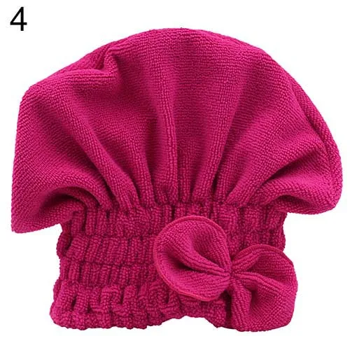 Женская шапка для сушки волос, спа полотенце, тюрбан, шапка с милым бантом, мягкий коралловый бархат, микро-волокно, домашнее Полотенце Для Волос