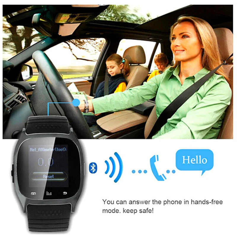 Спорт Bluetooth подключить M26 умные часы Роскошные наручные с циферблатом SMS