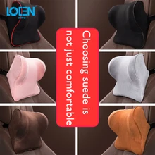 LOEN Memory Foam Car Lumbar Support Neck Pillow Breathable Suede Seat Cushion Car Headrest Lumbar Support For Car Home Travel LOEN Memory Foam Car Lumbar Support Neck Pillow Breathable Suede Seat Cushion Car Headrest Lumbar Support For Car Home Travel