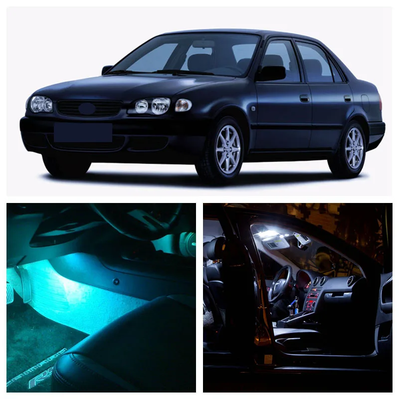 

10Pcs Ice Blue Bulb White LED Lights Interior Package Kit For Toyota Corolla 1998-2002 Map Dome License Plate Light Toyota-EF-05