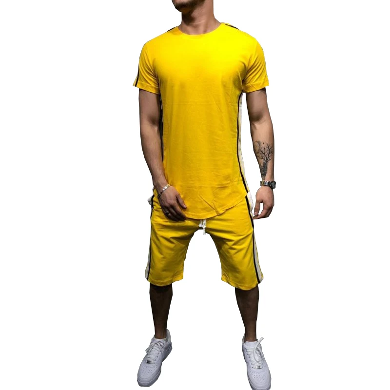 Летняя повседневная спортивная одежда в стиле хип-хоп, шорты с коротким рукавом, футболка из двух предметов, мужской костюм, качественная модная одежда большого размера, комплект из двух предметов