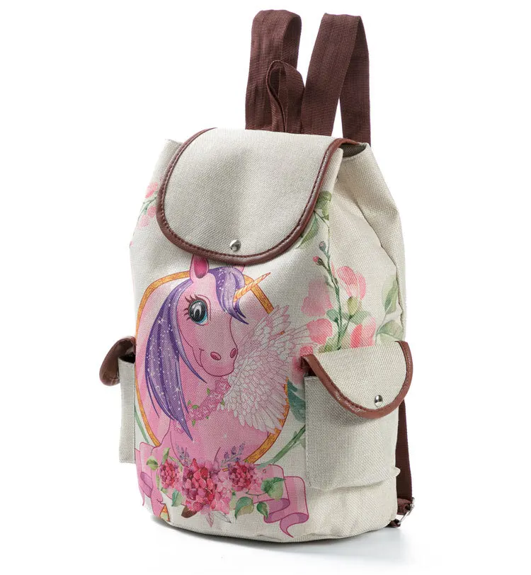 Школьные рюкзаки для девочек, рюкзак с принтом единорога, дизайнерские дорожные сумки на шнурке, повседневный школьный рюкзак из парусины для подростков